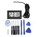 12 Pcs Tool Kit: 11 Pcs Cell Phones Opening Pry Repair Tool Kit Screwdrivers Tools & 1 Pcs New Digital LCD Thermometer Temperature Gauge Probe Sensor. 