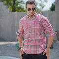 Yfashion Men Casual Plaid Shirt With Pockets Design Lightweight Regular Fit Long Sleeve Button Down Tops. 