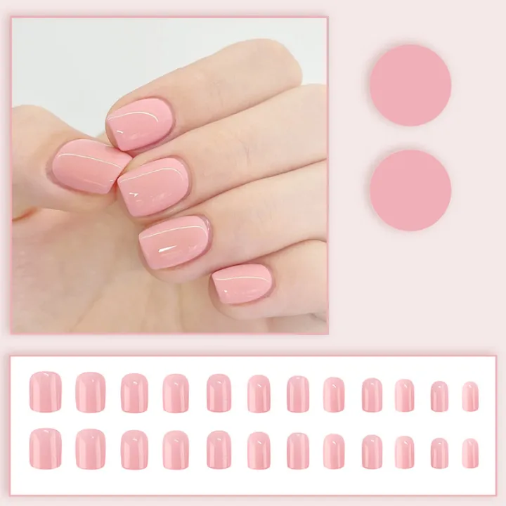 24PCS%20French%20False%20Nails%20Wearable%20Waterproof%20Press%20On%20Nail%20Art%20Full%20Coverage%20Faux%20Solid%20Color%20Nail%20Tip%20Accessories%20Tool%20Mzea%20-%20Image%204
