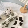 Autumn and Winter Fleece-lined Mink Fur Socks Women's Warm Thickened Cow Spot Home Cute Girl Room Socks Maternity Socks. 