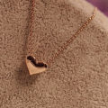 Elegant Women Lady Simple Design Gold Tone Chain Heart Love Pendant Necklace. 