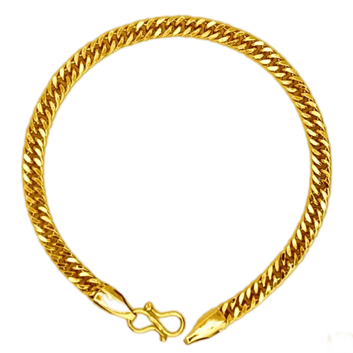 Gold Plated Plain Curb Bracelet 22k 7inch / 17.8cm Long for Men - FREE BOX INCLUDED FB-MB