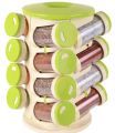 Revolving Plastic Spice Rack 16 in 1 Jar  Multipurpose Uses Storage Set Condiment Masala Rack Set  16 Pieces - Brown. 