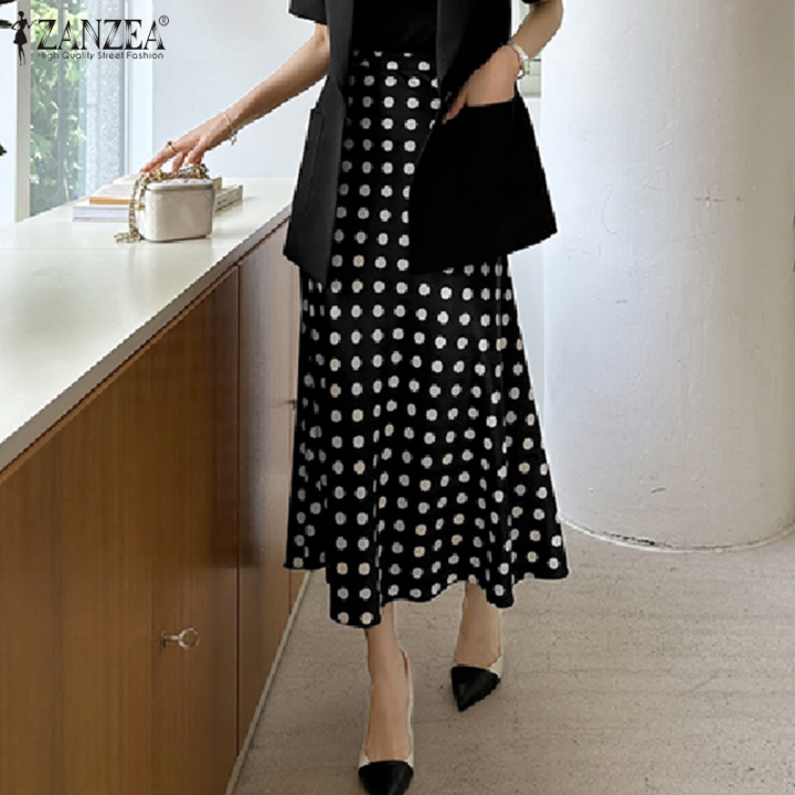 (%20)%20ZANZEA%20Korean%20Style%20Women's%20Skirts%20Office%20OL%20Elegant%20High%20Waist%20Polka%20Dots%20Midi%20Fishtail%20Overskirts%20-%20Image%206