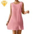 Women Swim Cover-up Sun Protection Beach Dress Backless Sleeveless Bikini Cover-up for Women Elastic Waist Swim Cover-up. 