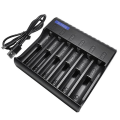6 Slot Electric Battery Charger Black Plastic AA/AAA NiMH/NiCd Rechargeable Battery Charger. 