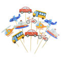 Happy Birthday Banner Cartoon Airplane Car Vehicle Cake Per Transportation Theme Decorations Baby Shower Kids Party Supplies. 