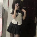 Hu Lina Original jk Uniform Waist Trimming Shirt Back Bandage Short Sleeve College Style Puff Sleeve White Shirt jk Suit. 