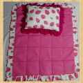 New Born Baby Pillow Sets with quilt pink cot sheet (two round side pillows, one mid pillow and quilt cot sheet in one pack). 