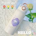 IKUNM 【Ships Within 24 Hours】350/500ML Mini Insulation Cup Cartoon Flower Thermos Bottle With Straw Double 304 Stainless Steel Vacuum Thermos Cup Portable Hot Water Bottle Keep Cold And Hot 24 Hours Thermos Bottle. 