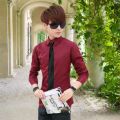2023Spring and Summer Youth Tie Shirt Men's Long-Sleeved Korean Style Trendy College Style Student Class Clothes School Uniform Shirt. 