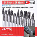 20pcs Tungsten Carbide Rotary Point Burr Die Grinder Shank Set 3*3mm & 3*6mm. 