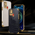 lthmy for Samsung Galaxy A21s Phone Case Leather Crocodile Pattern Plating Soft TPU Shockproof Anti-scratch Four Corners 360 Degree Protection Back Cover. 