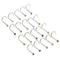 20pcs/lot Stainless Steel Crystal Rhinestone Nose Studs Hooks Bar Pin Nose Rings Body Piercing Jewelry For Women. 