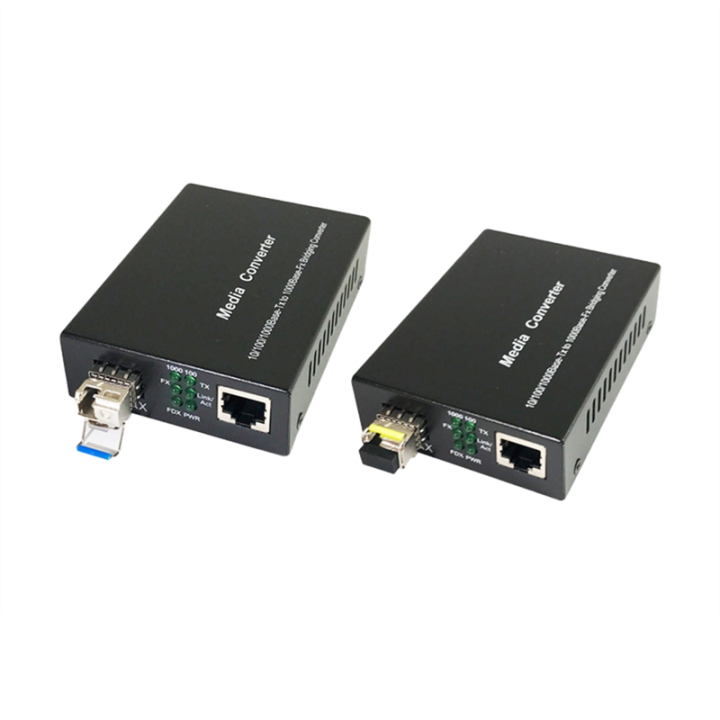 Gigabit SFP to RJ45 Fiber Media Converter 10/100/1000M LC Single Mode ...