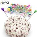 100Pcs Colorful Pearl Head Straight Pins Sewing Pins for Dressmaking Craft. 