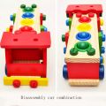 Children's Wooden Disassembly Assembly Engineering Car Nut Car Screw Toy Variety Combination Shape Building Blocks Toys. 