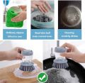 Brush with Soap Dispenser, Brush for Washing Dishes, Palm Brush Soap Dispenser, Kitchen Brush with Holder, for Scrubbing Dishes, Pans and Pots,. 