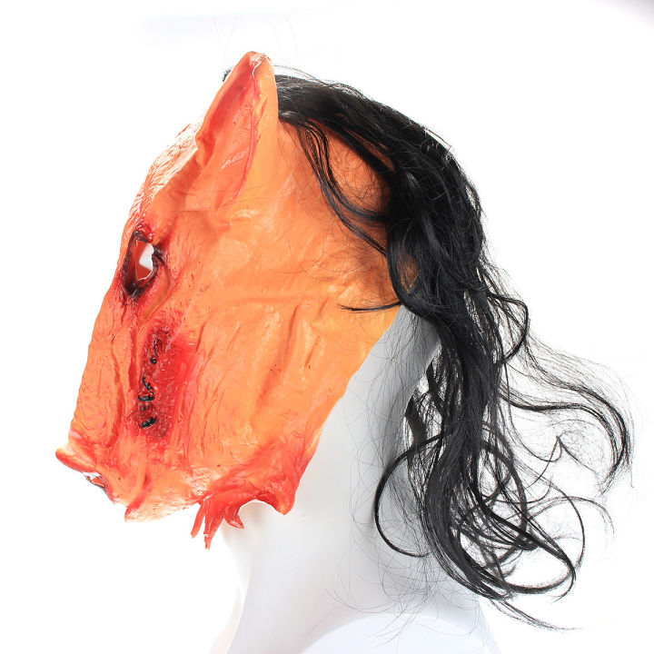 Normal%20Halloween%20Creepy%20Animal%20Prop%20Latex%20Party%20Unisex%20Scary%20Pig%20Head%20Mask+Hair%20Cosplay%20-%20Image%204