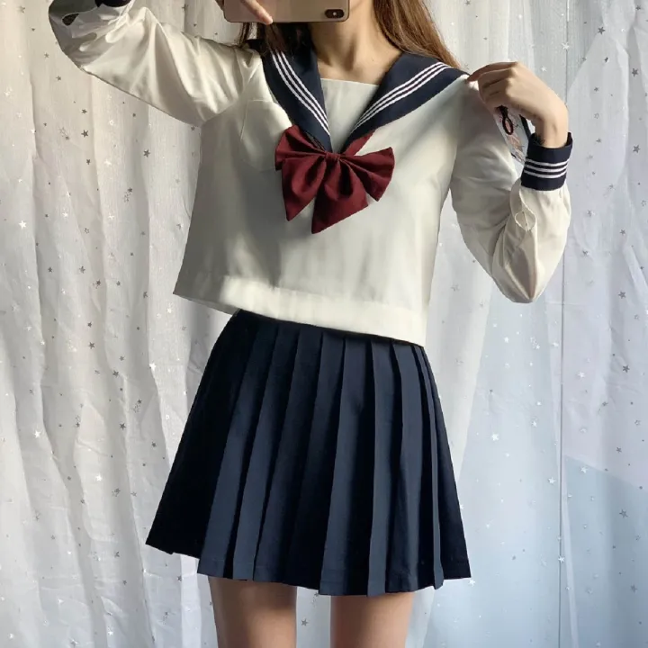 jkUniform%20skirt%20Basic%20Style%20Genuine%20White%20Two%20Books%20Three%20Books%20Student%20School%20Uniform%20College%20Style%20Business%20Attire%20Japanese%20Style%20Sailor%20Suit%20-%20Image%203