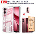 Vivo Y21D Transparent TPU Shockproof Phone Case With Magnetic Wireless Charging Sticke for Vivo Y21T Y21S Y21A Y20 Y20I Y20S Anti Spy Privacy Tempered Glass + Lens Film. 