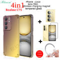 BLKNAIM 4-in-1 NEW For Realme C75 case Anti-fall Color phone case + Screen Protectors tempered glass+Magnetic car mount +Lens Film. 