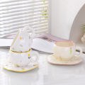 Hand-kneaded creative ceramic cup cloud coffee cup and saucer set irregular hand-painted cute mug flower water cup. 