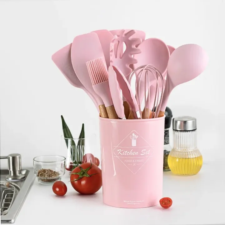 Silicone%20%20Kitchenware%20%20spoon%20%20set%20Non-Stick%20Cookware%20Utensils%20Set%20Spatula%20Shovel%20Egg%20Beaters%20Wooden%20Handle%20Cooking%20Tool%20Set%2013%20pcs%20%20Kitchen%20Spatula%20Gel%20Kitchenware%20Gadgets%20Ladle/Spoons%20Silicone%20Measuring%20Silica%20Colander%20and%20for%20Utensil%20Brush%20Spoon%20Heat%20-%20Image%204