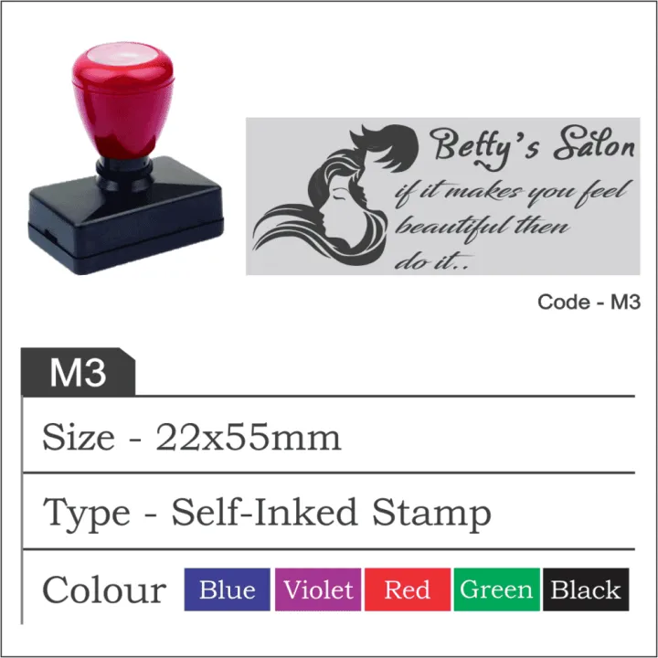 Customize Rubber Self Inked Stamp - Black - 22 x 55MM
