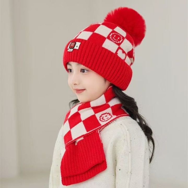 2Pcs/Set%20Winter%20Cute%20Pompom%20Children%20Hat%20Scarf%20Set%20Neck%20Warmer%20Woolen%20Knitted%20Scarf%20Cap%20Checkerboard%20Kids%20Beanie%20Caps%20Gifts%20-%20Image%207