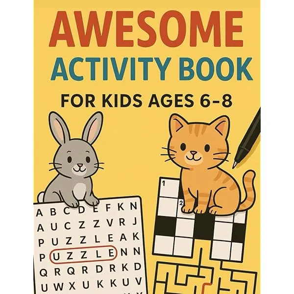 Awesome Activity Book For Kids Ages 6-8: 100 Fun Activity puzzles for ...