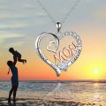 Heart Mom Double Love Mother Necklace for Women Zircon Letter Initial Pendant Chain Necklace Mothers Day Gift Designer Jewelry. 