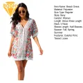 Women Swim Cover-up Boho Floral Print Beach Cover-up with Tassel Detail Sun Protection Dress for Women Colorful Print Beach Dress. 