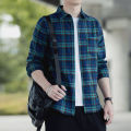 Spring and Autumn New Korean Style Plaid Shirt Men's Youth Long-Sleeved Shirt Large Size All-Matching Men's Clothing Leisure Shirt Fashion. 
