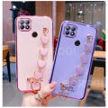 LECOMES for Xiaomi Redmi 10A Back Cover with Love Heart Bracelet Chain Luxury 6D Plating Shiny Soft Silicone Mobile Phone Case Pouch Girls. 