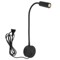 Wall-Mounted Reading Lamp Wall Lamp Hose Bedside Lamp Minimalist Style (Black US Plug). 
