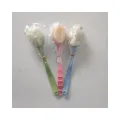 Exfoliating Bath Scrubber And Brush Duo With Handle, Double Sided. 