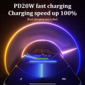 Pro Hua C Charger Adapter Cable 120W Light Gradient Light Data Fast Charging RGB Breathe Night TYPE-For iPhone 15 for Samsung Cable. 