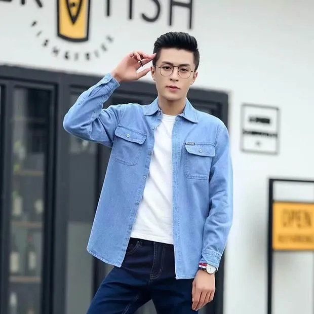 Summer Large Size Men s Denim Jacket Thin Long Sleeved Shirt Casual Top Storage Anti Scald and Wear Resistant Sun Protection Overalls Daraz.lk