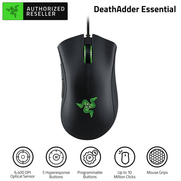 Razer%20DeathAdder%20Essential%20Wired%20Gaming%20Mouse%20Ergonomic%20Mice%20with%206400DPI%20Optical%20Sensor%205%20Programmable%20Buttons%20White%20(2021%20Version)%20-%20Image%202