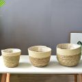 【Miga Plaza】2 In 1 Basket Flower Pot Natural Seagrass Indoor Planter Storage Basket Flower Pot With Waterproof Liner Flower Pots Cover Storage Basket Plant Woven Basket Planter Straw Flower Pot. 