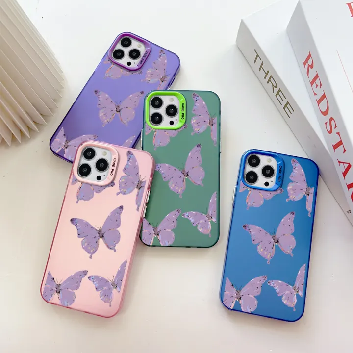 Hontinga%20for%20Samsung%20J7%20Prime%20Back%20Cover%20Colorful%20Sliver%20Double%20Sided%20Soft%20Edge%20Hard%20Back%20Purple%20Butterfly%20Phone%20Case%20for%20Girl%20-%20Image%203