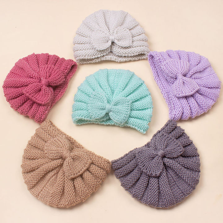 Baby%20Bow%20Hat%20Autumn%20Winter%20Knitted%20Baby%20Girl%20Beanie%20Elastic%20Kids%20Turban%20Hat%20Solid%20Color%20Infant%20Bonnet%20Newborn%20Cap%20-%20Image%203