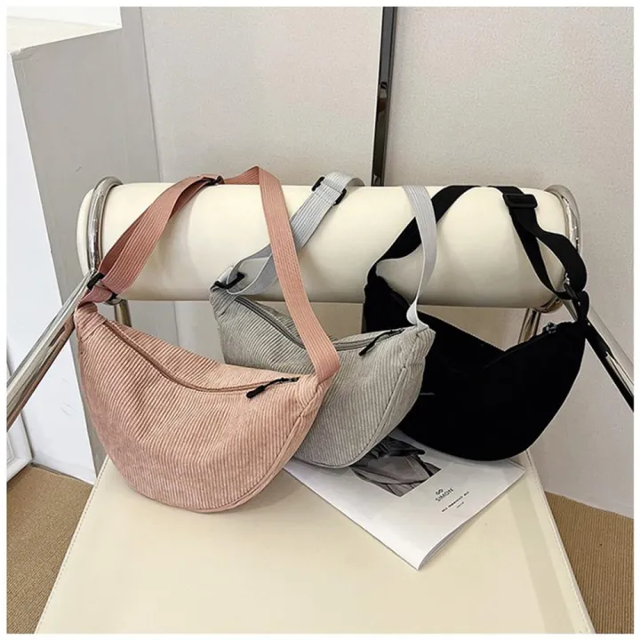 High%20Original%20Quality%20Korean%20Dumpling%20Corduroy%20Shoulder%20Bag%20Sling%20Bag%20Women%20Simple%20Belt%20Bag%20-%20Image%202