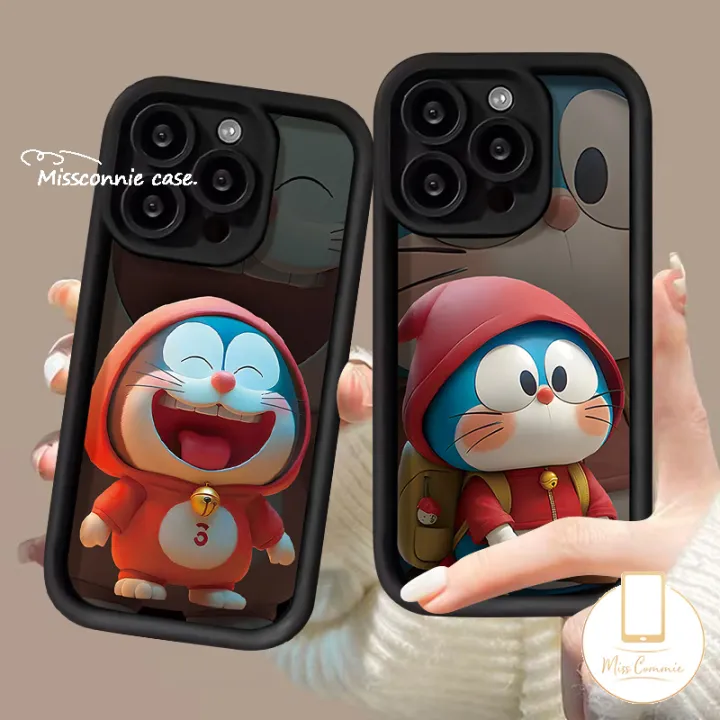 Cartoon%20Cute%203D%20Red%20Clothes%20Backpack%20Happy%20Doraemon%20Case%20For%20Infinix%20Smart%208%207%20Hot%2030i%2030%20Play%20Tecno%20Spark%20Go%202024%2010C%2010%20Go%202023%20Camon%2020%20Pro%20Note%2012%20G96%2030%20Pro%20Couples%20Angel%20Eyes%20Soft%20Cover%20-%20Image%205