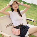 Contrast Women Shoulder Bag Simple Pearl Pendant Luxury Designer Handbag Messenger Bag Small Square Crossbody Mobile Phone Purse Moyao. 
