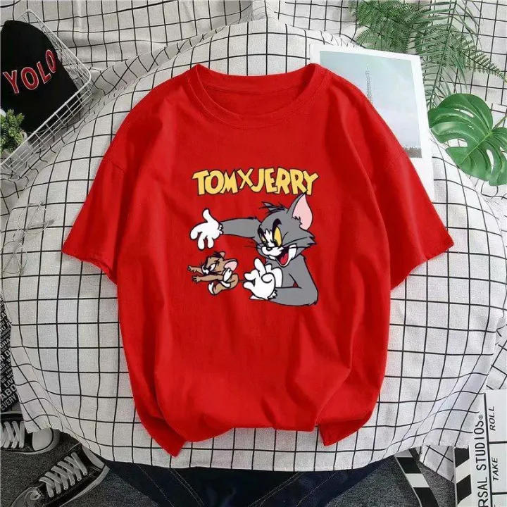Cat%20And%20MouseTT-shirt%20Men's%20Tom%20Jerry%20Cartoon%20Cartoon%20Short%20Sleeve%20Cotton%20Youth%20Student%20Couple%20Summer%20Wear%20-%20Image%202