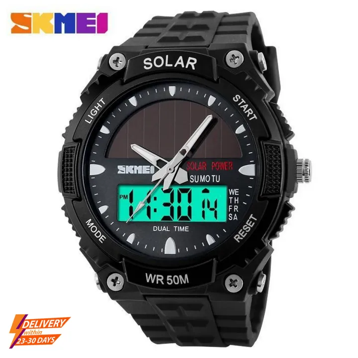 SKMEI New Fashion Sports Multifunction Solar Power Dual Display Outdoor Waterproof  Watch For Men 1049