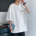 Summer Short Sleeve T T-shirt Male Half Sleeve New Fashion Brand Loose Letter Simplicity All-Match Fashion Hong Kong Style ins Five-Point Top. 