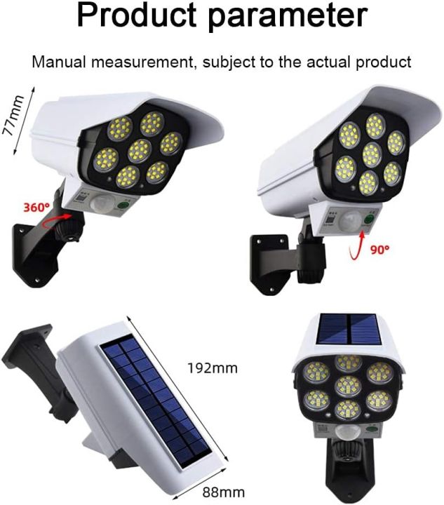 77%20LED%20Solar%20Security%20PIR%20Motion%20Sensor%20Light%20with%20Remote%20Control,%20Dummy%20Surveillance%20CCTV%20Light,%20Roatable%20Angle%20Adjustable%20LED%20Wall%20Light,%20Outdoor%20Fake%20Camera%20with%20Light%20-%20Image%202